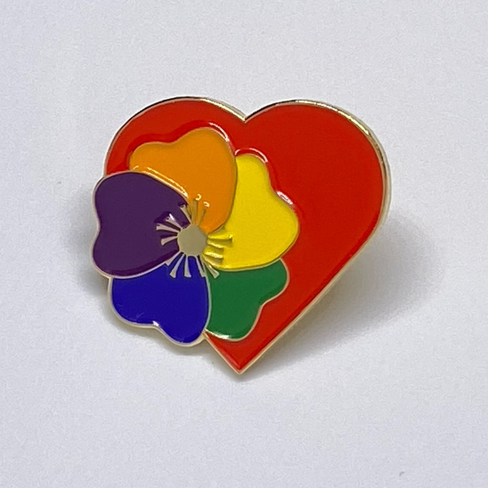 Rainbow Heart and Flower Enamel Pin